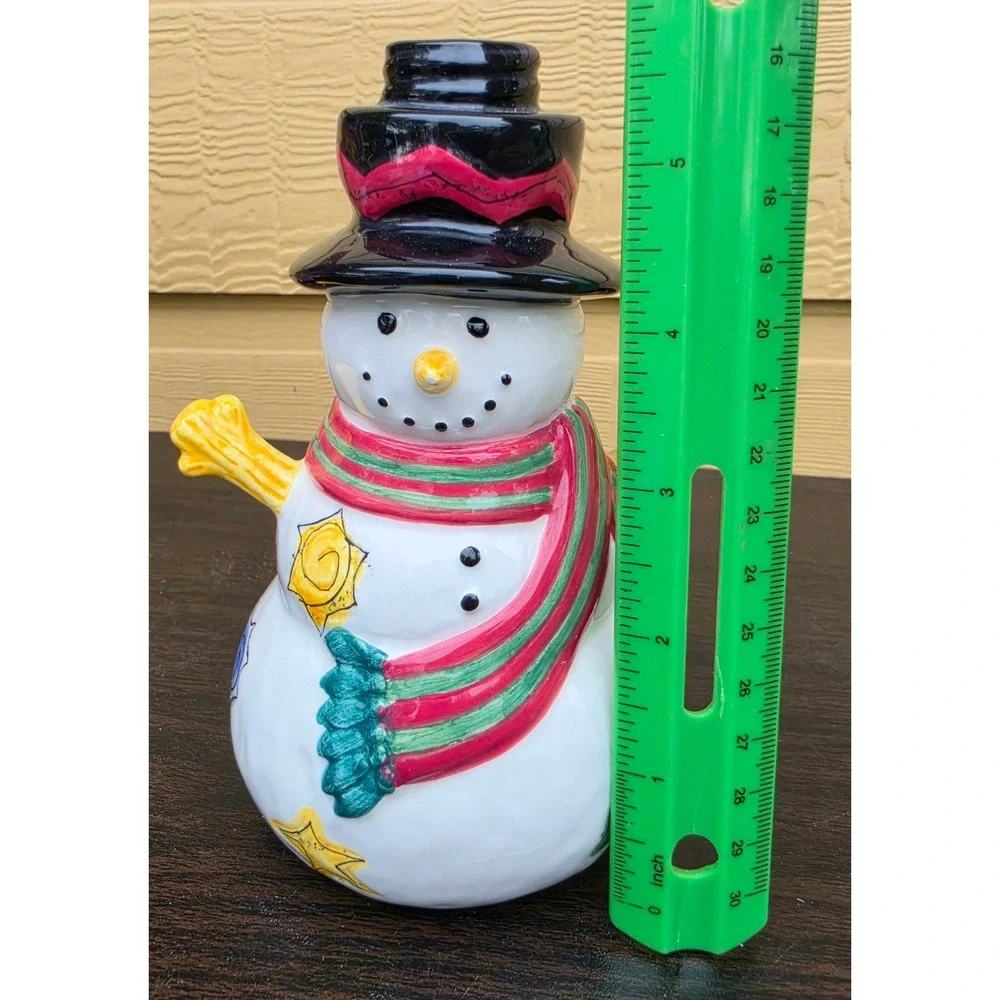 Sango Sue Zipkin The Sweet Shoppe Christmas Snowman Ceramic Figurine TOP MISSING